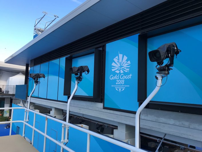 Specalist camera filming commonwealth games diving