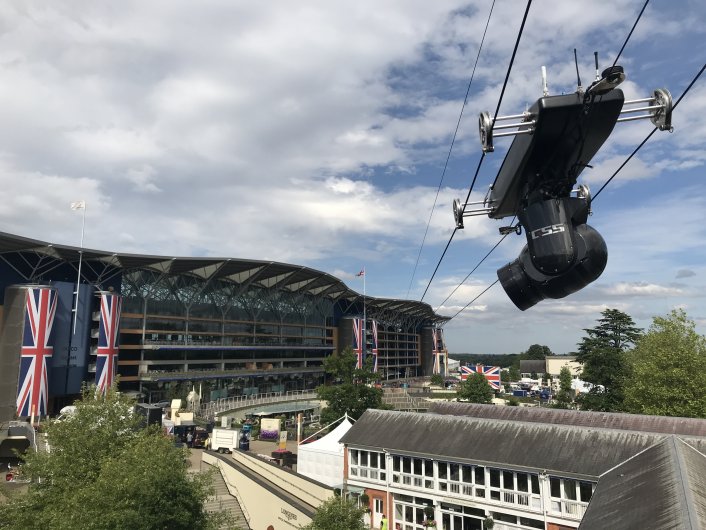 Aerial camera,filming,horse racing,Ascot,Goodwood